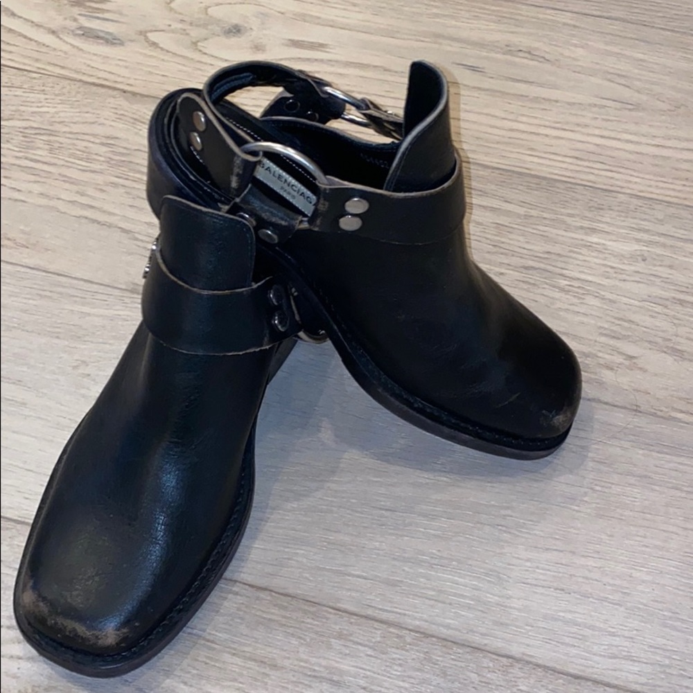 Balenciaga Black Biker Low-heel Mules